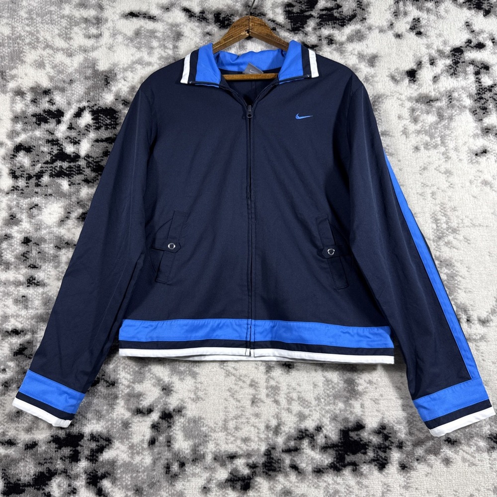 Nike Jacket Kids Large 12-14 Navy Full Zip Collared‎ Long Sleeve Active